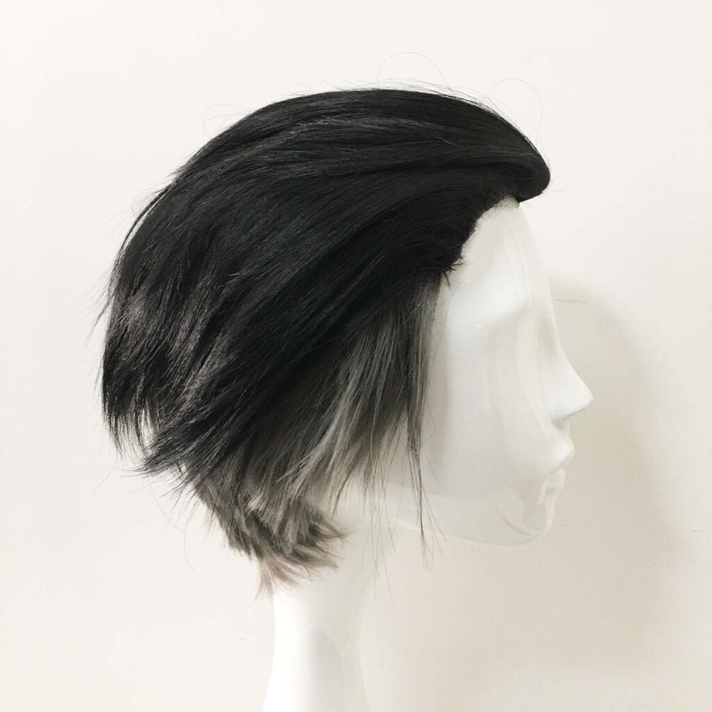 nevermindyrhead men black grey two tone men undercut slicked back layer short wig 13607385333873