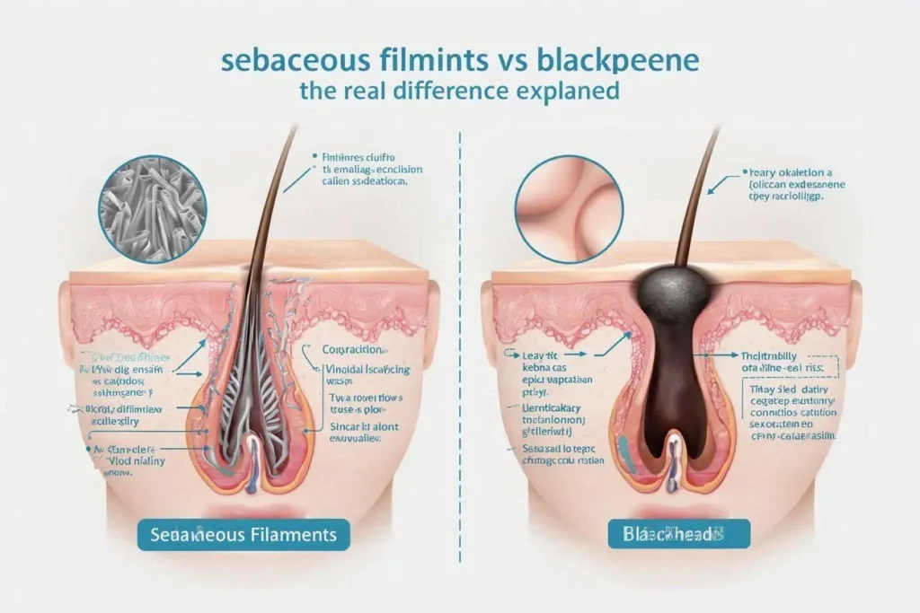 Sebaceous Filaments vs Blackheads: The Real Difference Explained 87 Sebaceous Filaments vs Blackheads